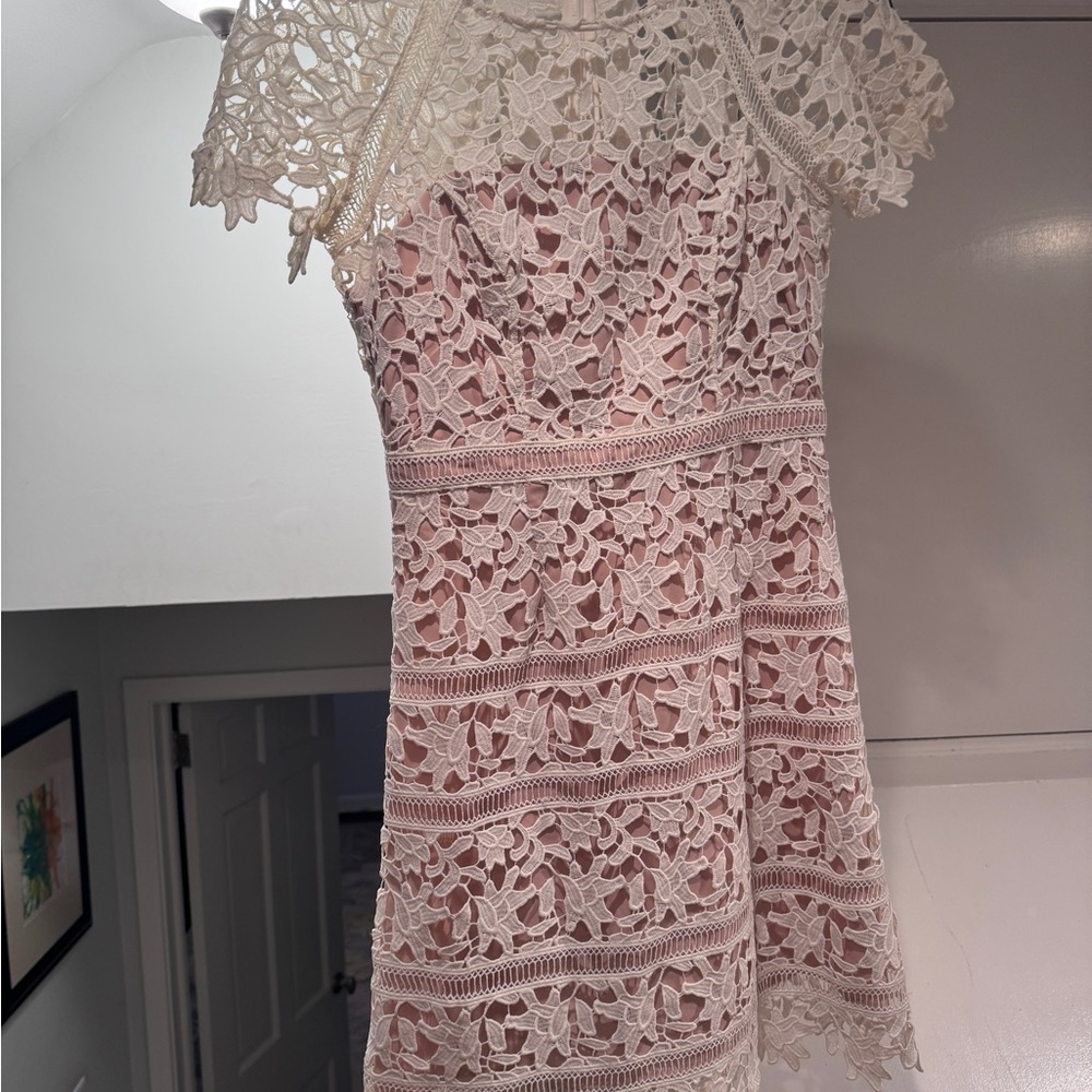 Eliza J Cream Lace Mini Dress